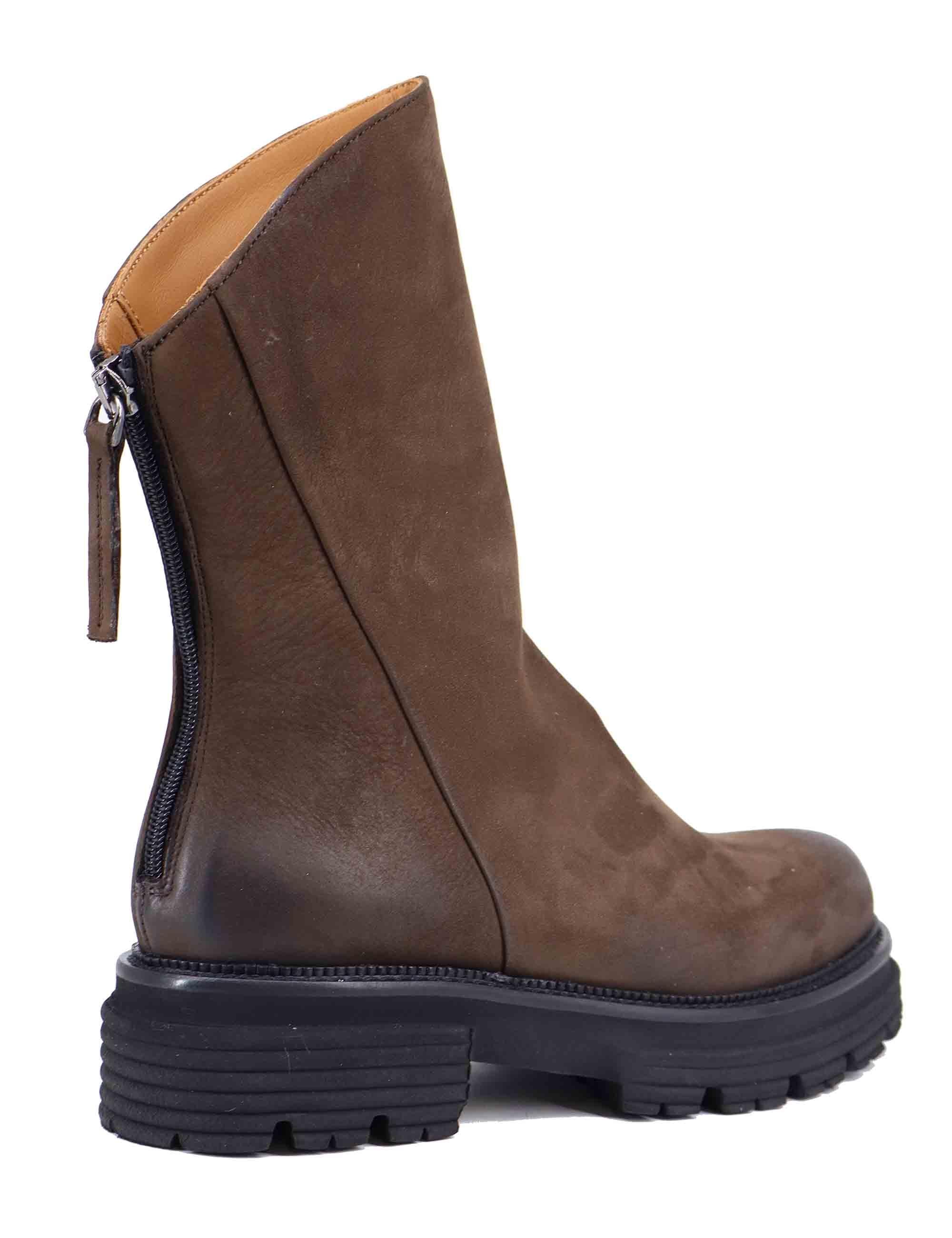 Stivaletti donna in pelle marrone con zip posteriore SP3270 014 Spatarella 