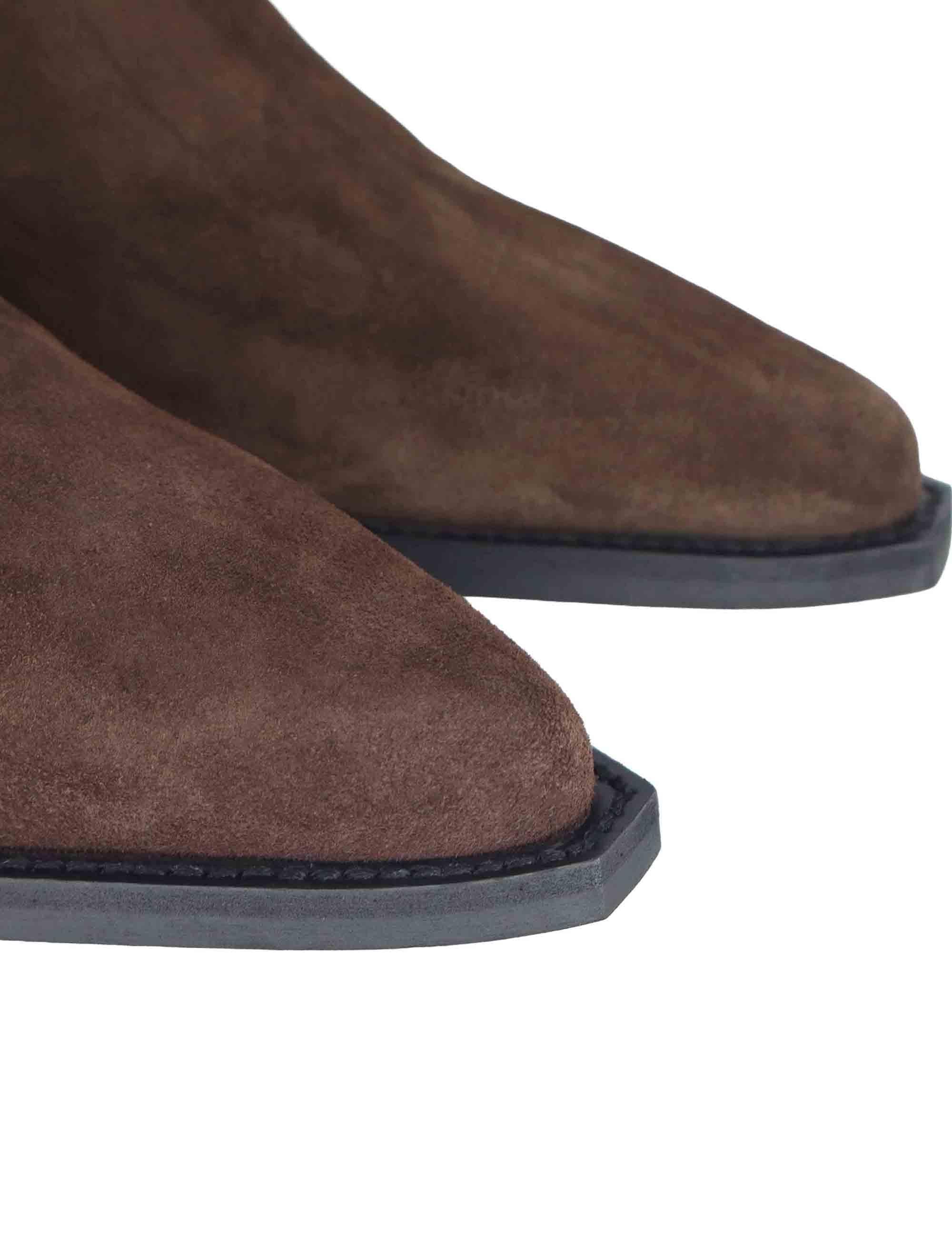 Stivaletti texani donna in camoscio marrone con tacco messicano e punta a punta 803T60AA 90 Bibi Lou 