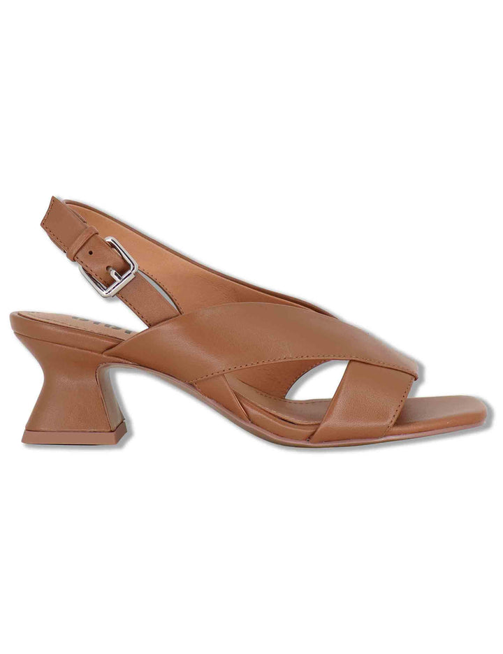 Sandali donna slingback in pelle cuoio con cinturino asimmetrico Zia 520Z10VK 92-CUERO Bibi Lou 