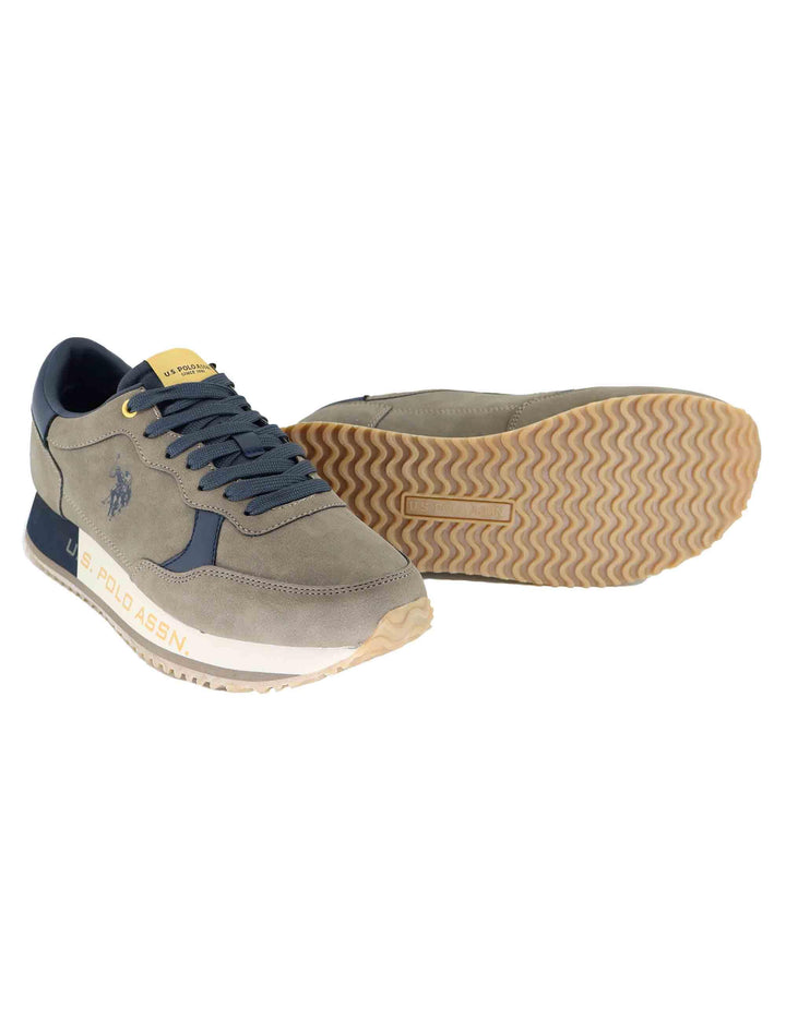 Sneakers uomo in pelle e tessuto taupe con suola alta CLEEF006E BRW-DBL03 U.S. Polo Assn. 