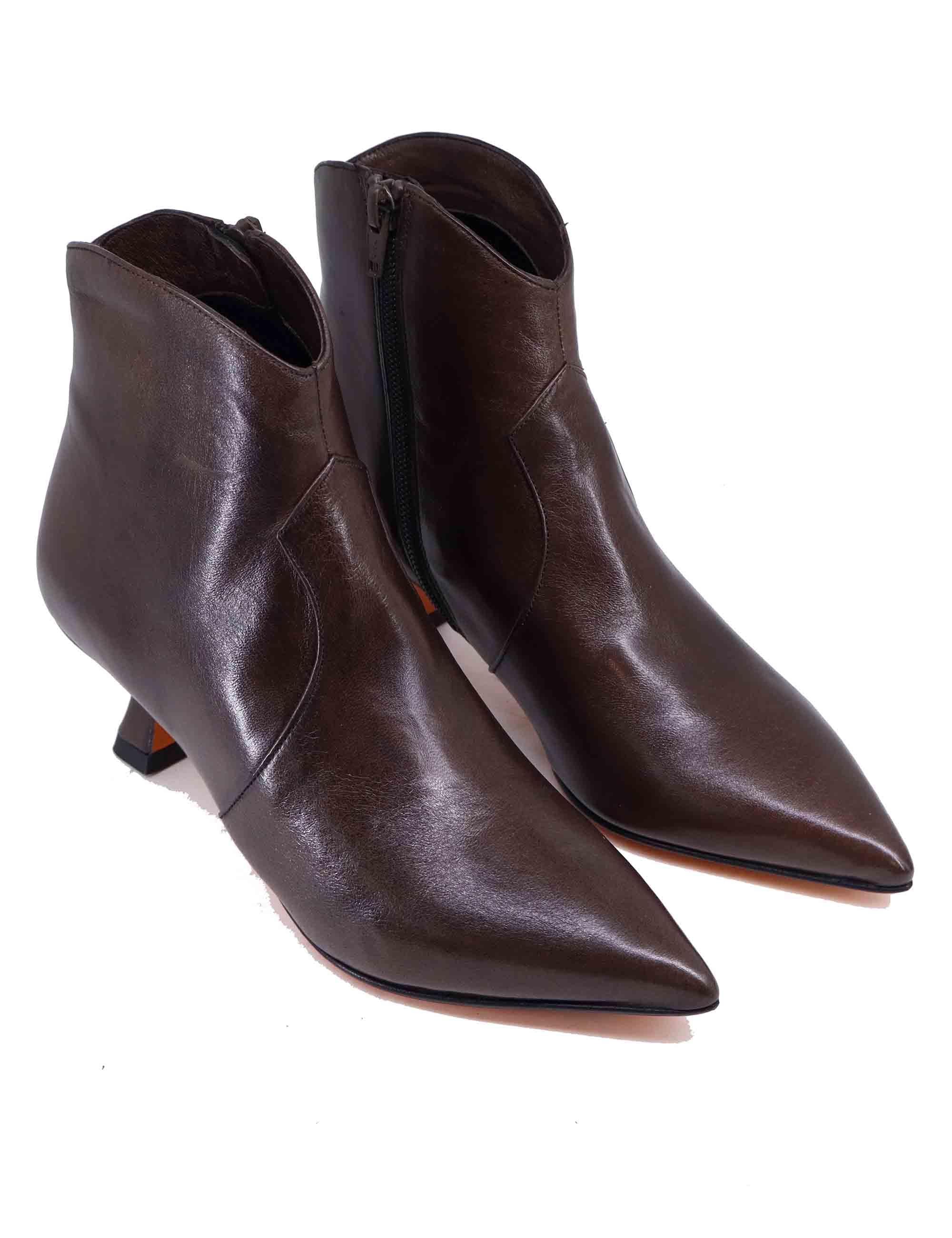 Stivaletti donna in pelle taupe con zip laterale SP1086 064 Spatarella 