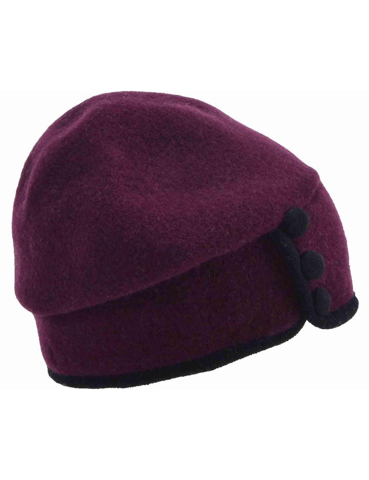 Cappelli donna in lana cotta bordeaux con bottoni e riporti in contrasto 019838-00000 24 Seeberger Est 1890 