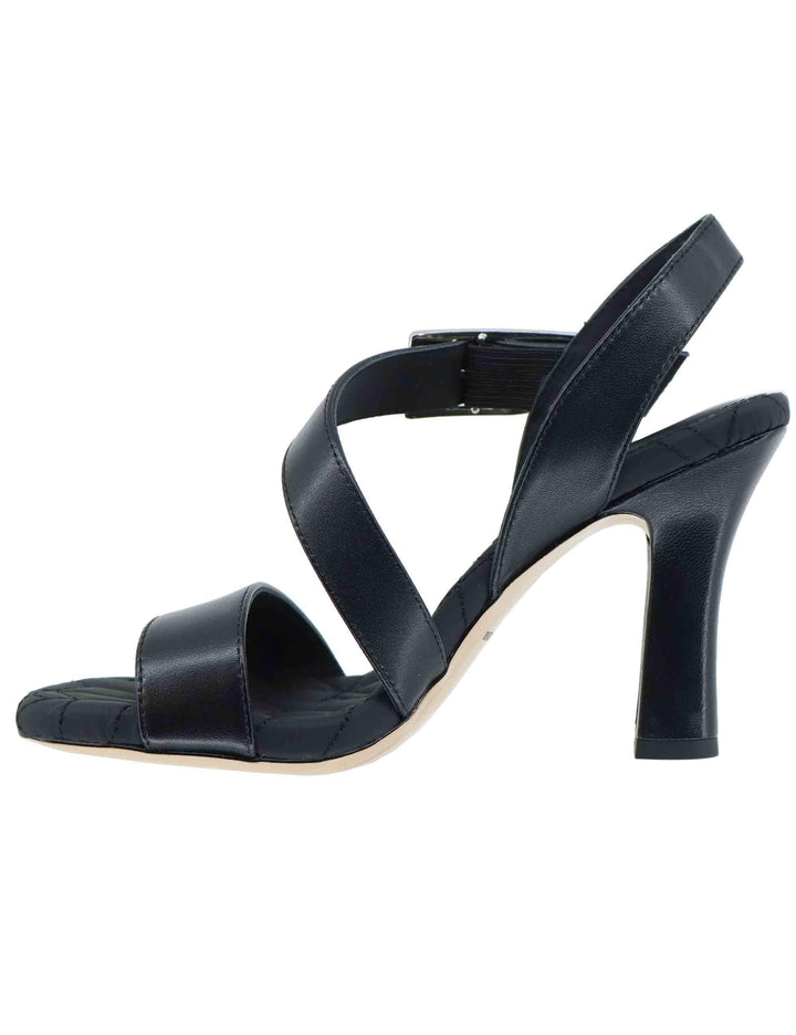 Sandali donna in pelle nera tacco alto con fibbia oro BL5703X 001 Bruno Premi 