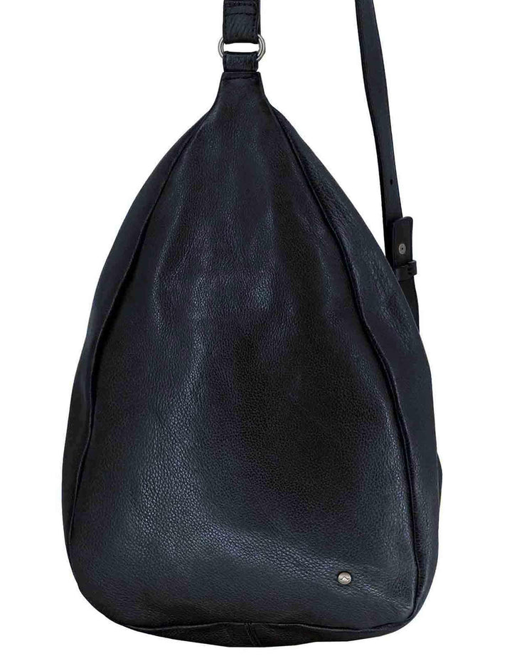 Zaini monospalla donna in pelle nera con tracolla regolabile e vano porta oggetti RBS1505 047 Rehard 