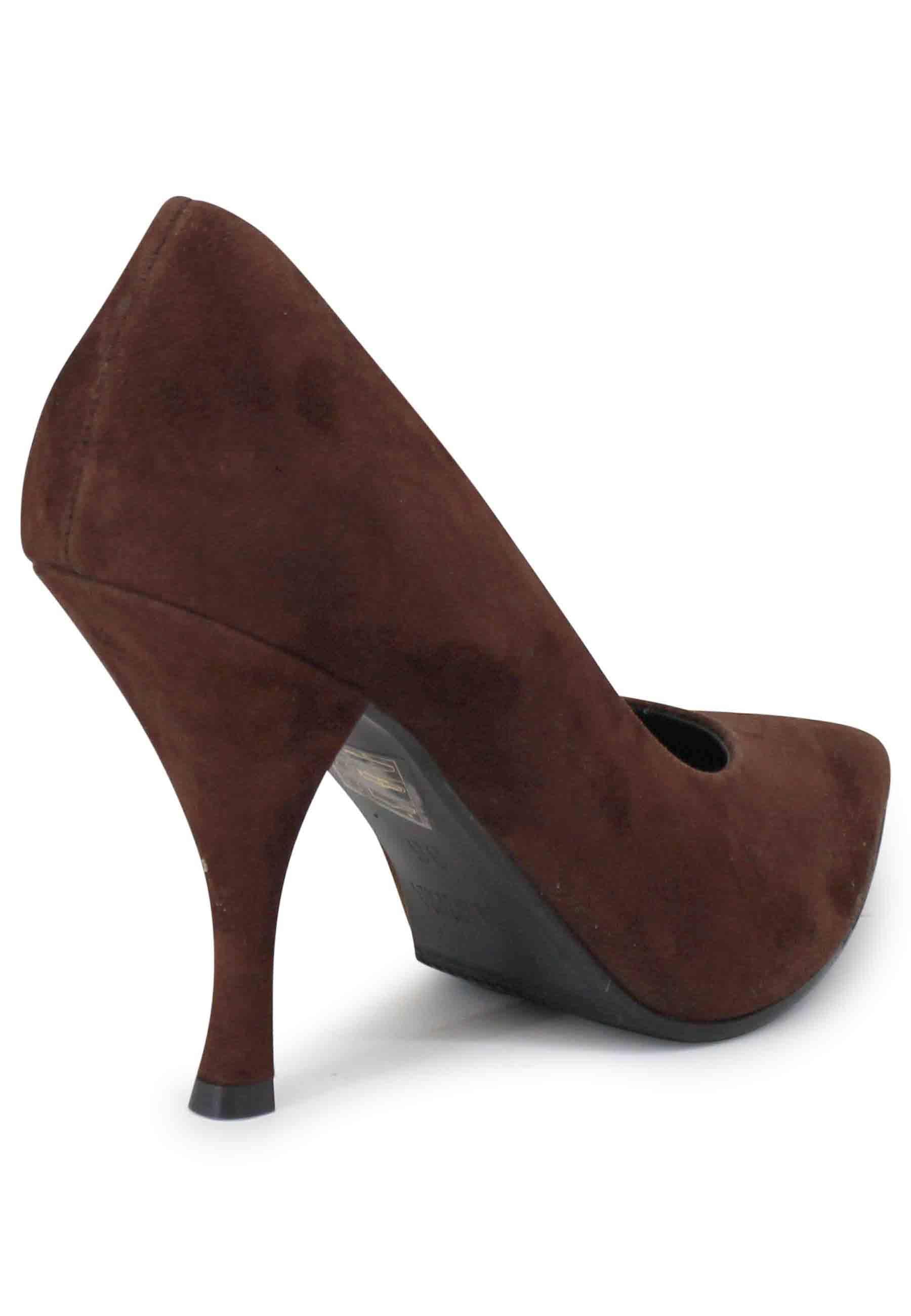 Decollete donna in camoscio marrone tacco alto SP732 013 Spatarella 