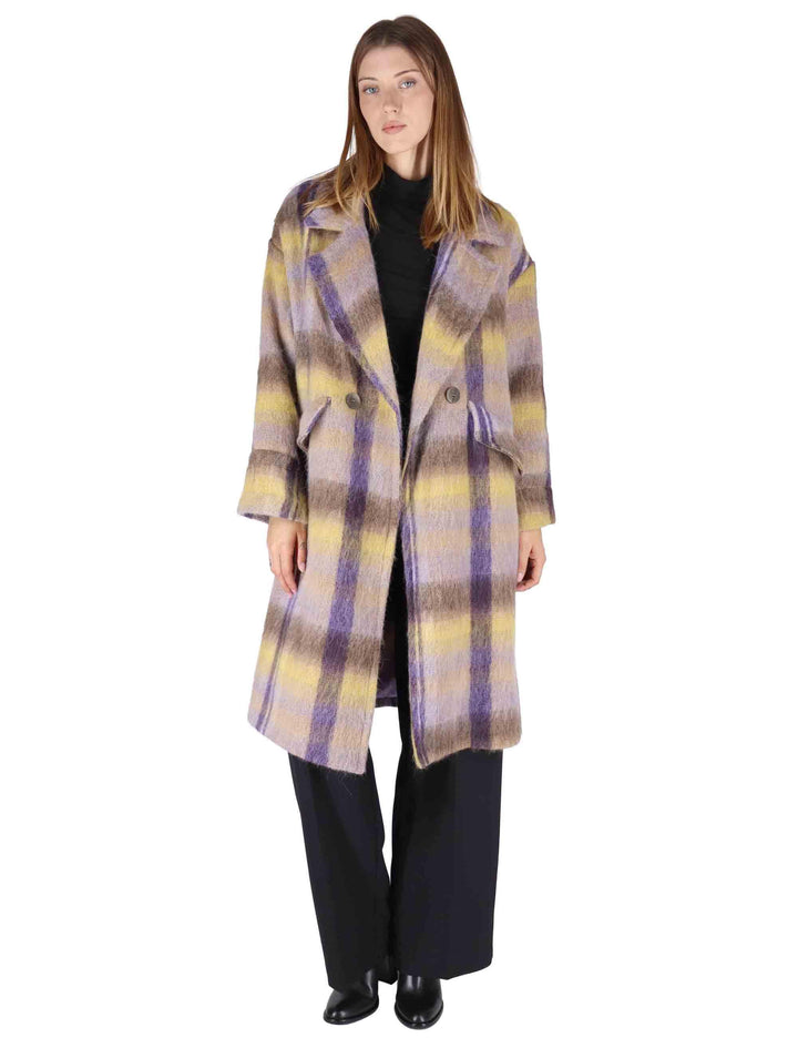 Cappotti donna doppiopetto in misto lana marrone con ampio bavero JABCS0025-F1424 8150 Justmine 