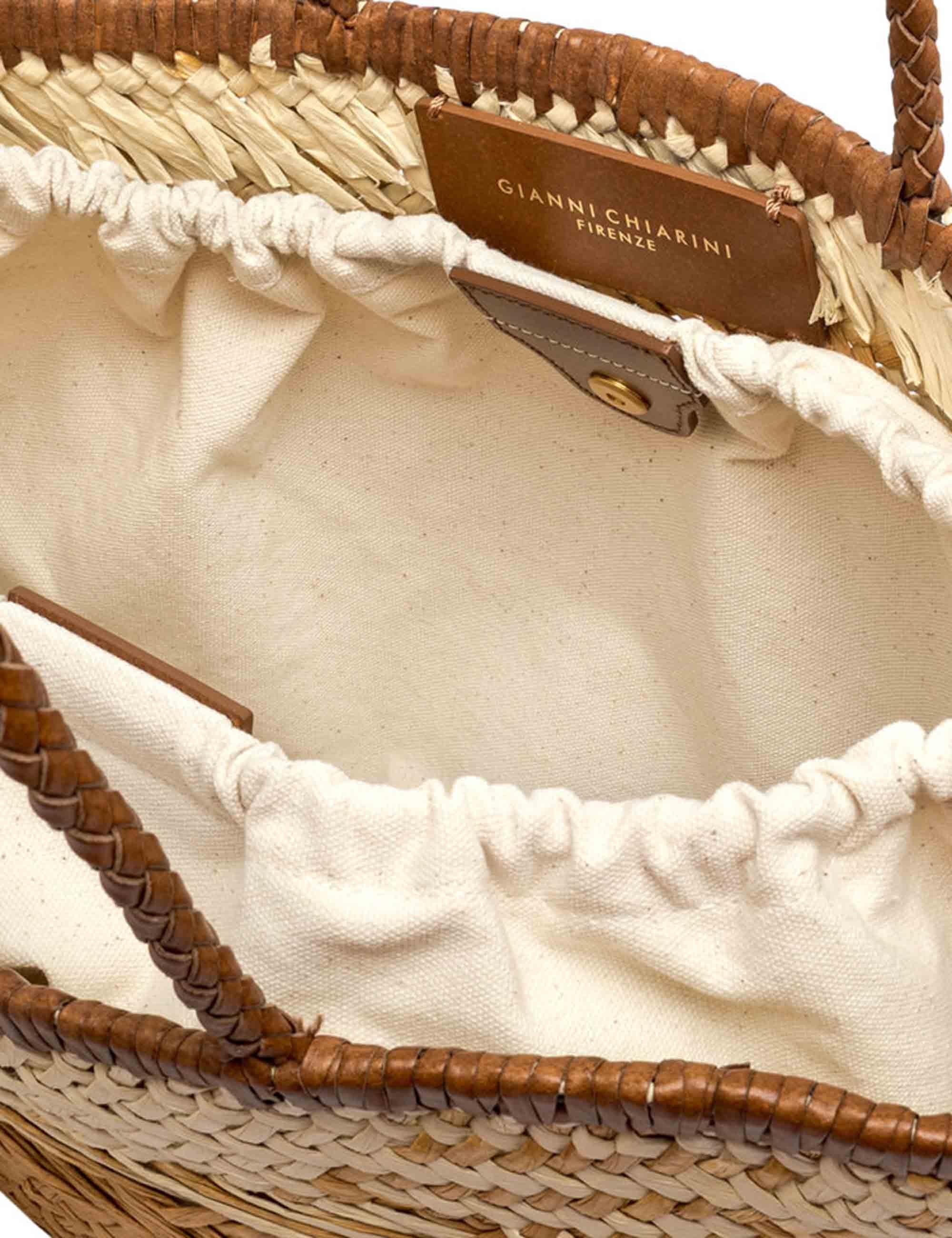 Borse donna Paloma in paglia intrecciata naturale manici in pelle e chiusura coulisse BS11312 COMM STRAWINT 064 Gianni Chiarini 