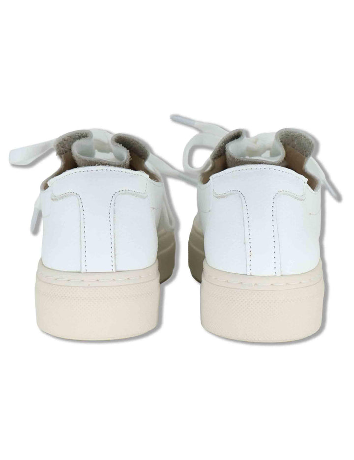Sneakers donna in pelle bianca con linguetta arricciata e laccio in tulle SP60030 100 Spatarella 