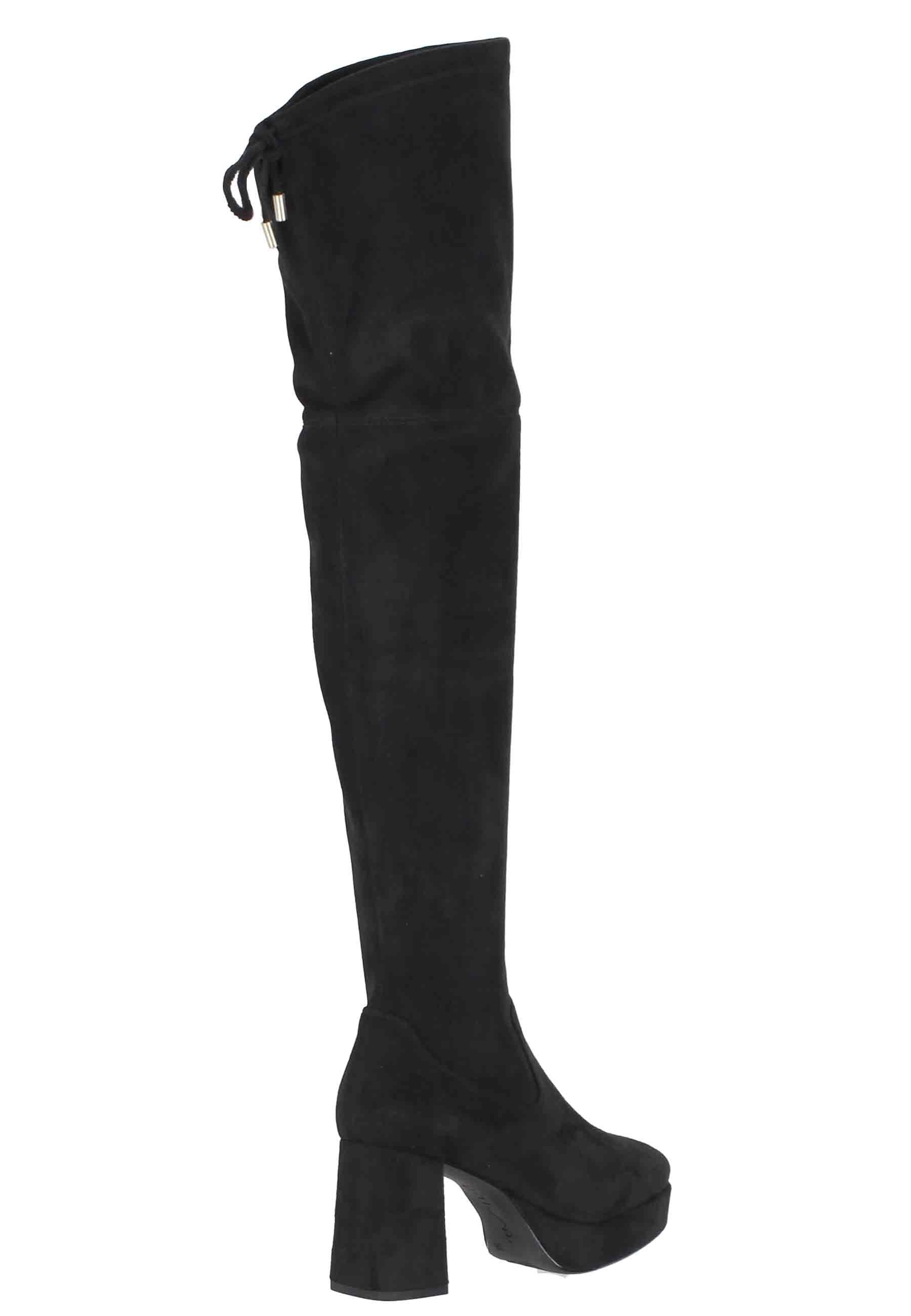 Stivali donna in camoscio nero con gambale alto MERKEL ST BLACK Unisa 