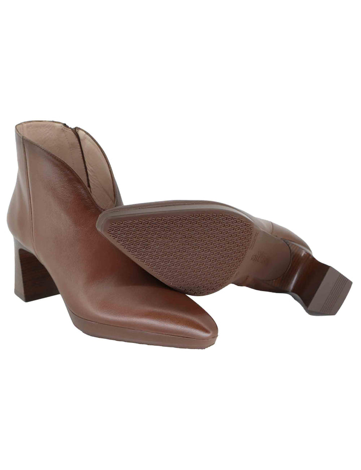 Stivaletti donna in pelle marrone con tacco alto HI254270 C011 Hispanitas 