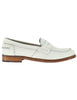 Women's white leather moccasins with leather sole