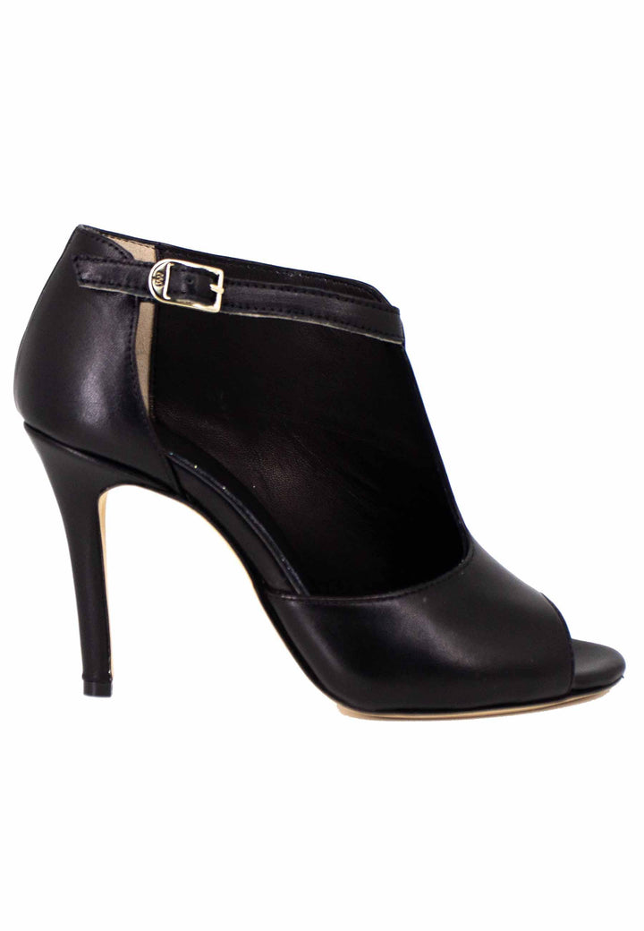 Sandali donna in pelle nera con cinturino e tacco alto SP8000 001 L'Arianna 