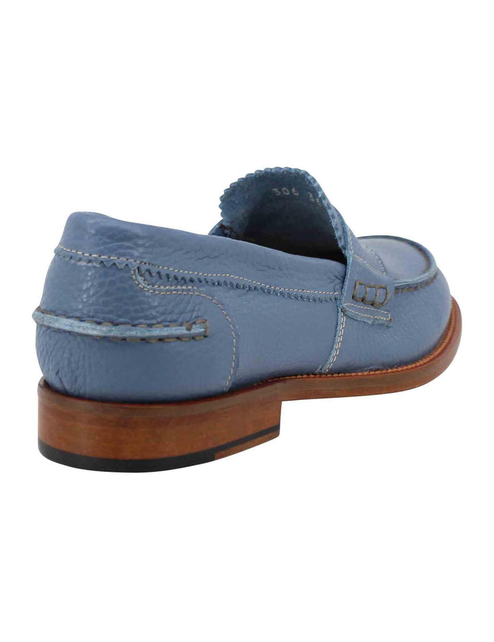 Mocassini donna in pelle celeste con suola in cuoio SPD306 002 Spatarella 