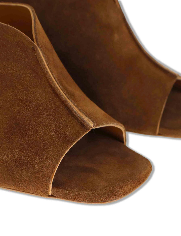 Sandali donna in camoscio cuoio senza cinturini con punta quadra DS2677/SR 014 L'Arianna 