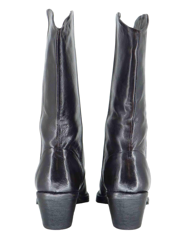 Stivali texani donna in pelle marrone con tacco medio 252-21-14 DKGRE Zolfo 