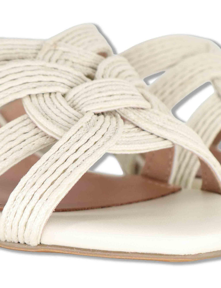 Sandali scalzati donna in pelle e tessuto off white con tacco alto Aran 878Z94HG 02-OFF WHT Bibi Lou 