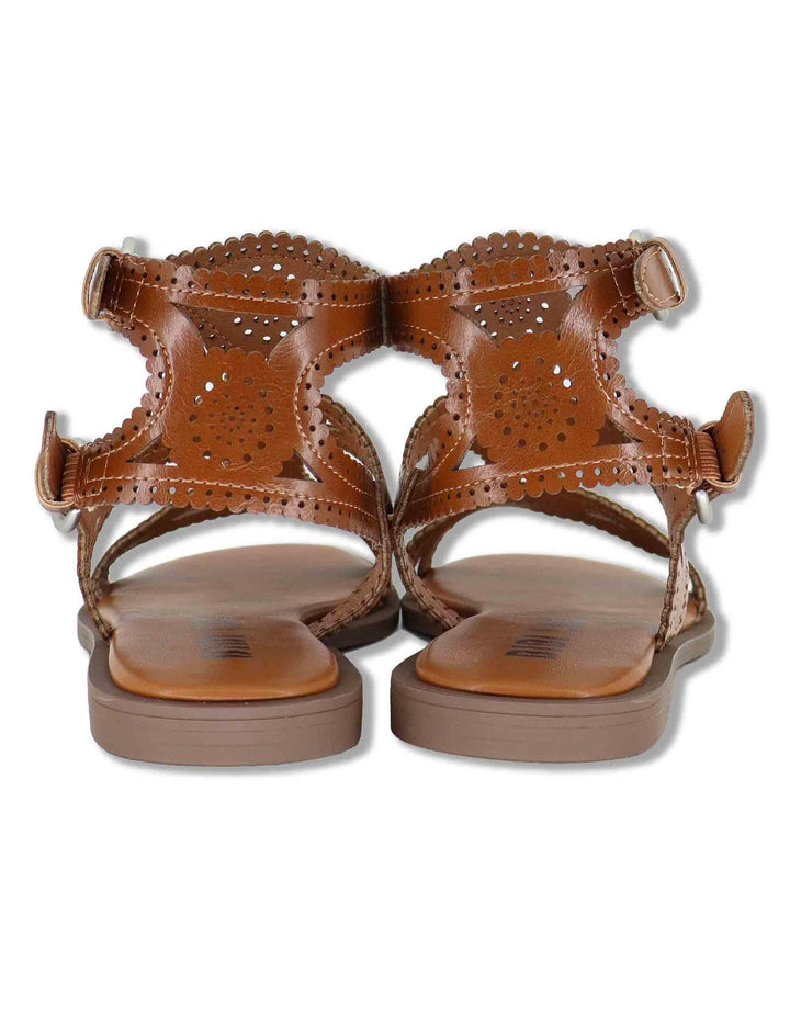 Sandali donna in pelle cuoio con tacco basso e cinturini Zasi 895Z80HG 92-CUERO Bibi Lou 