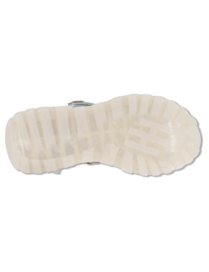 Sandali donna in pelle bianca con fascia trasversale e suola running HV264521 PANNA Hispanitas 