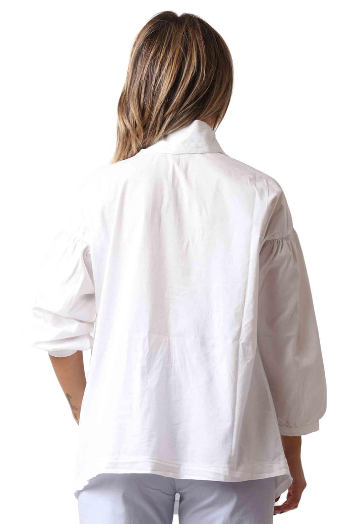 Camicia donna Cuscus in cotone bianco nodo al collo CUSCUS 100 TreBarraBi 