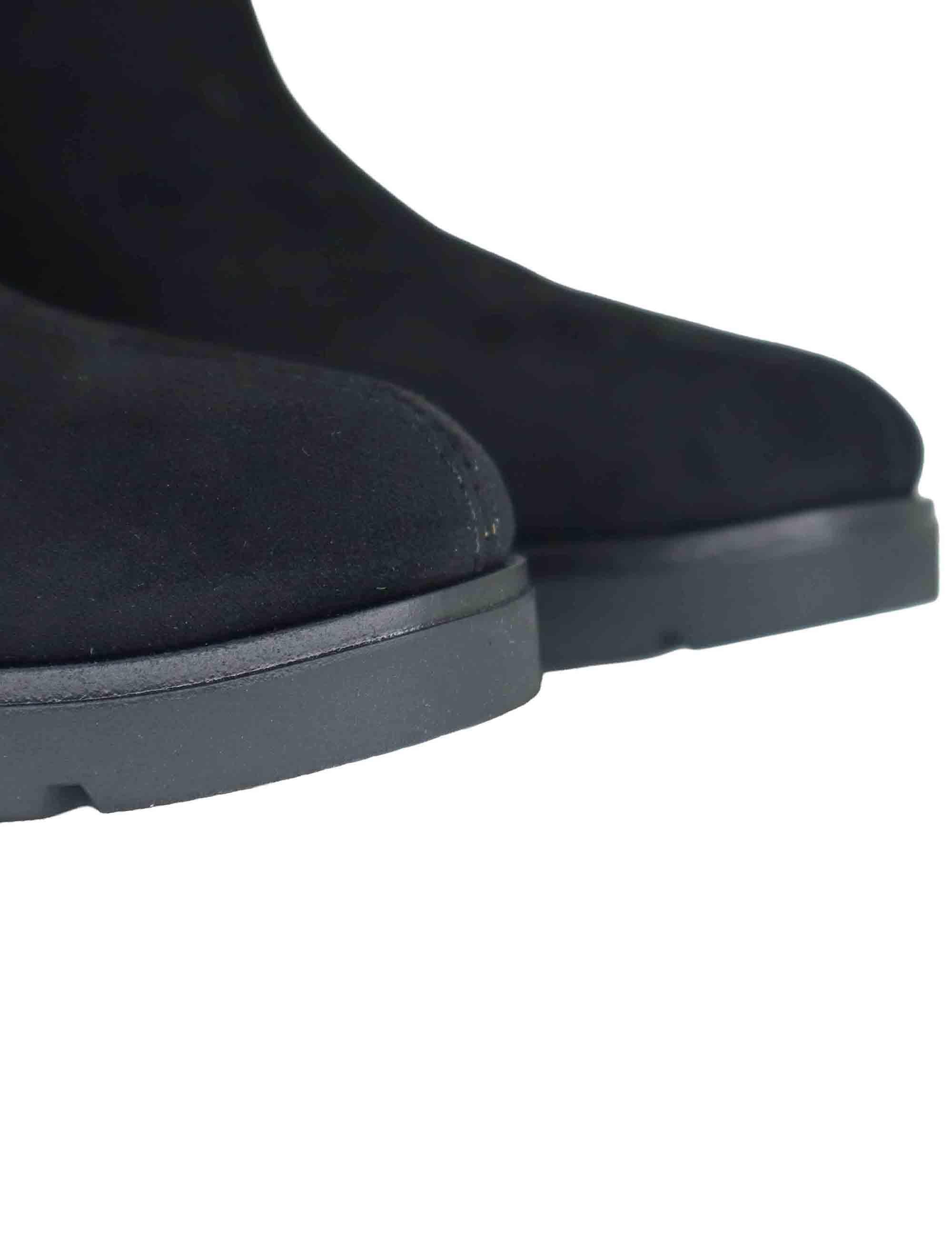 Stivaletti donna in tessuto elasticizzato nero con tacco e plateau 78174-AE 05 Miss Elastic 