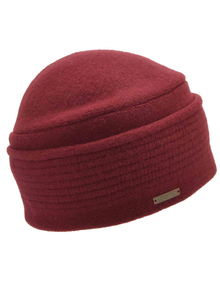 Cappelli donna in lana cotta bordeaux con ampio risvolto e motivo delicato 019857-00000 24 Seeberger Est 1890 