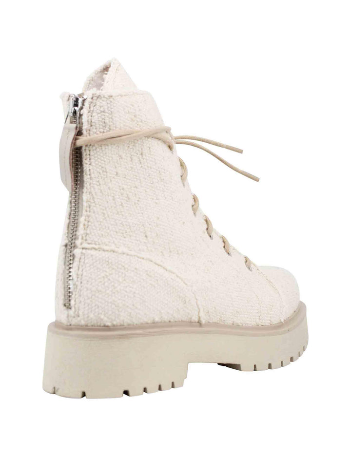 Stivaletti anfibi donna in tessuto beige con zip posteriore HARU 009 Patrizia Bonfanti 