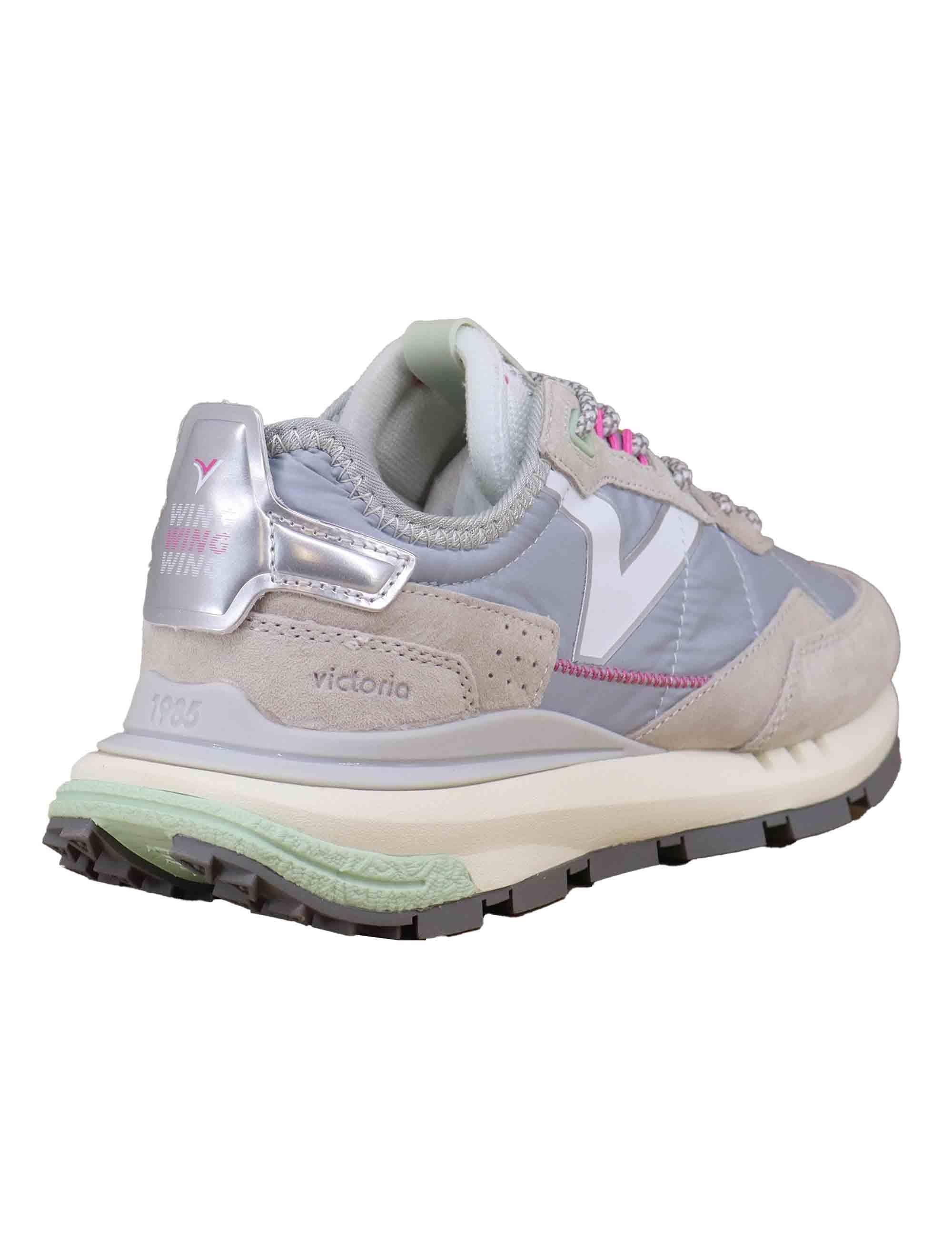 Sneakers donna in pelle e tessuto grigio 8811100 Gris Victoria 