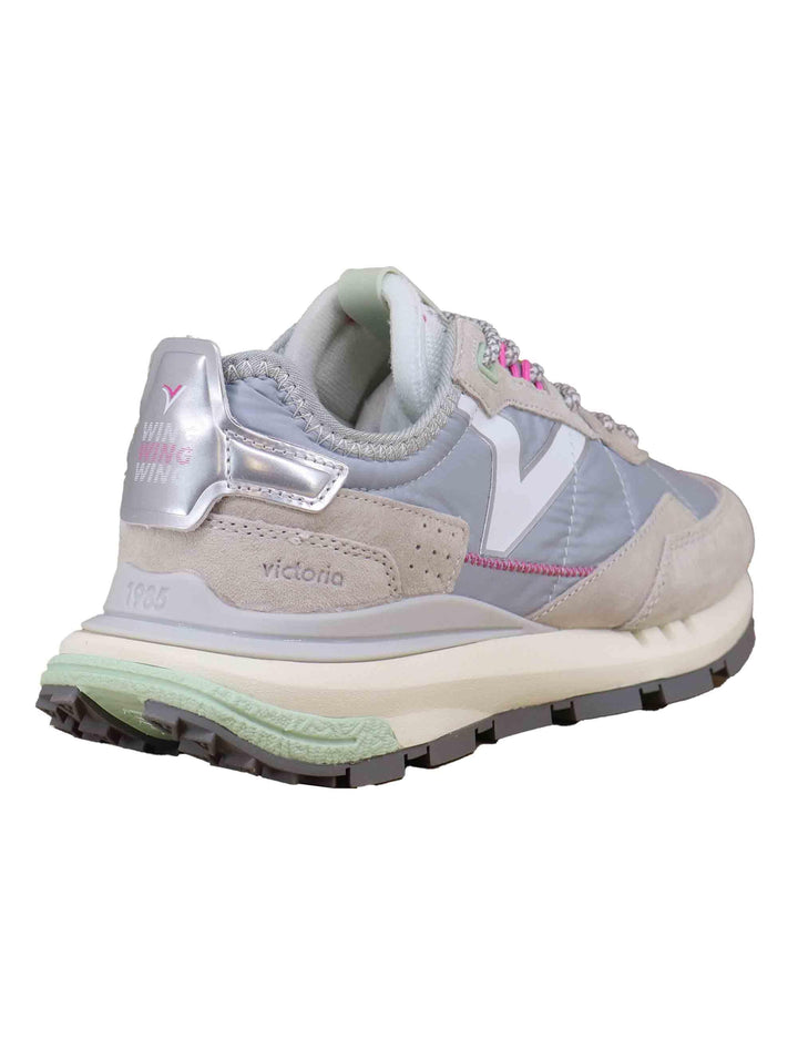 Sneakers donna in pelle e tessuto grigio 8811100 Gris Victoria 