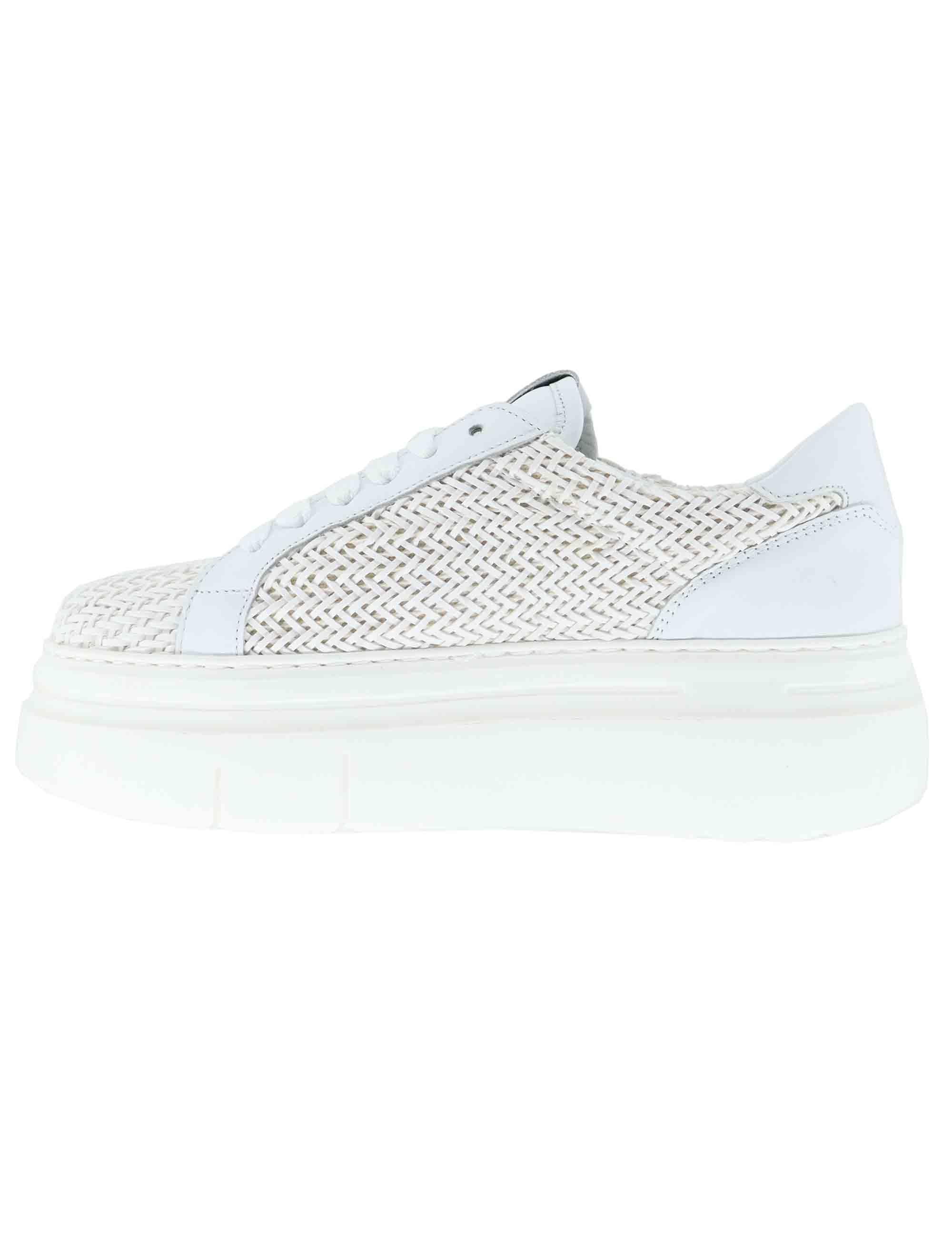 Sneakers donna in pelle intrecciata bianca ARIAG 50A Gio + 