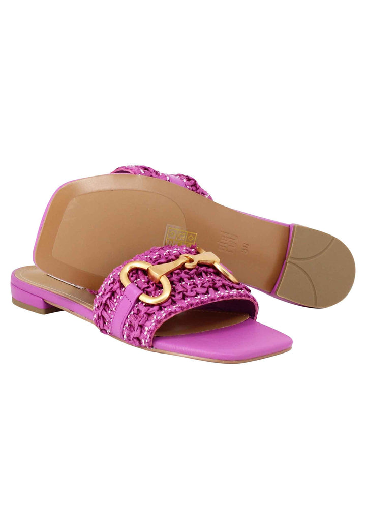 Sandali donna Edna in pelle viola con morsetto e tacco basso 544Z69VK 037 Bibi Lou 