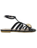 Sandali bassi in pelle nera con fascette e cinturino Donna SANDY 02 BLACK