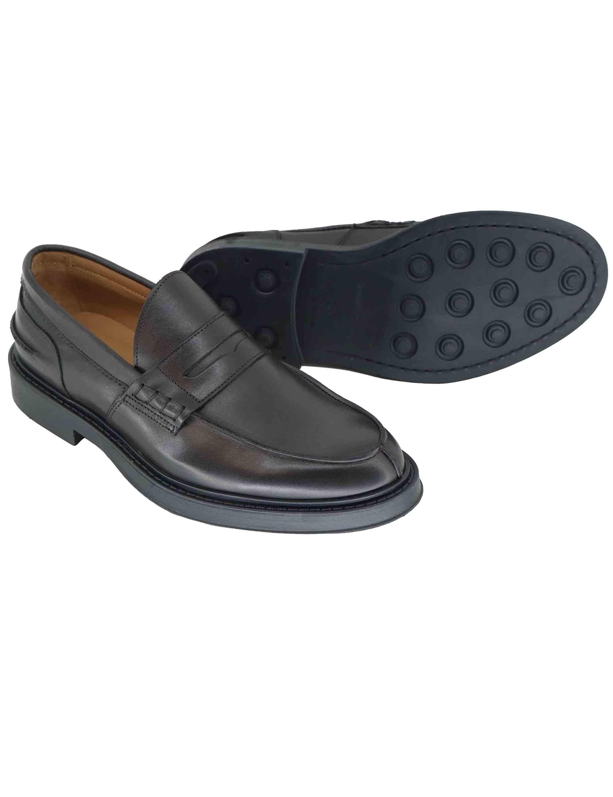 Mocassini uomo in pelle marrone con suola in gomma SP030 014 Spatarella 
