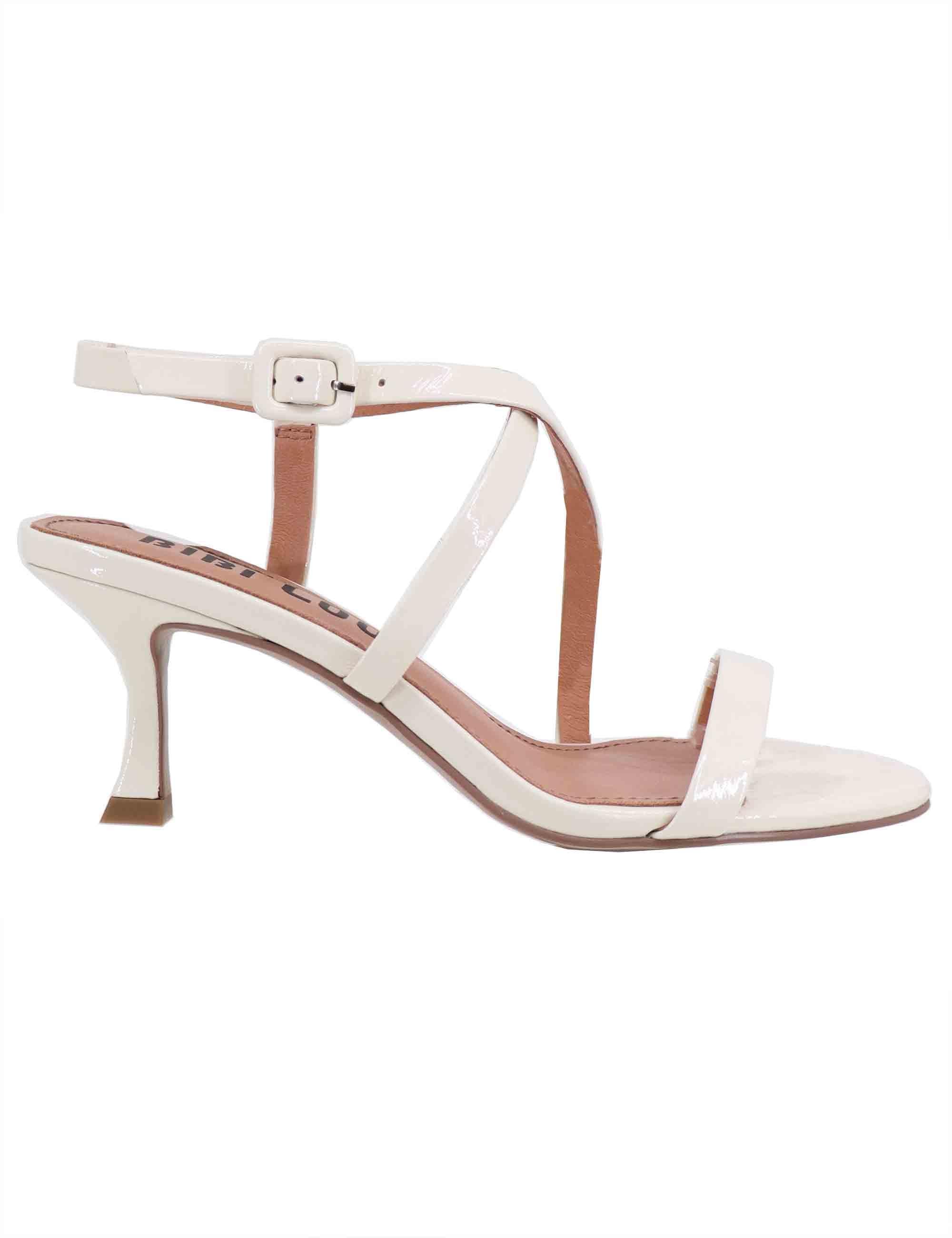 Sandali slingback donna Nica in vernice bianca tacco medio 504Z21VK 100 Bibi Lou 