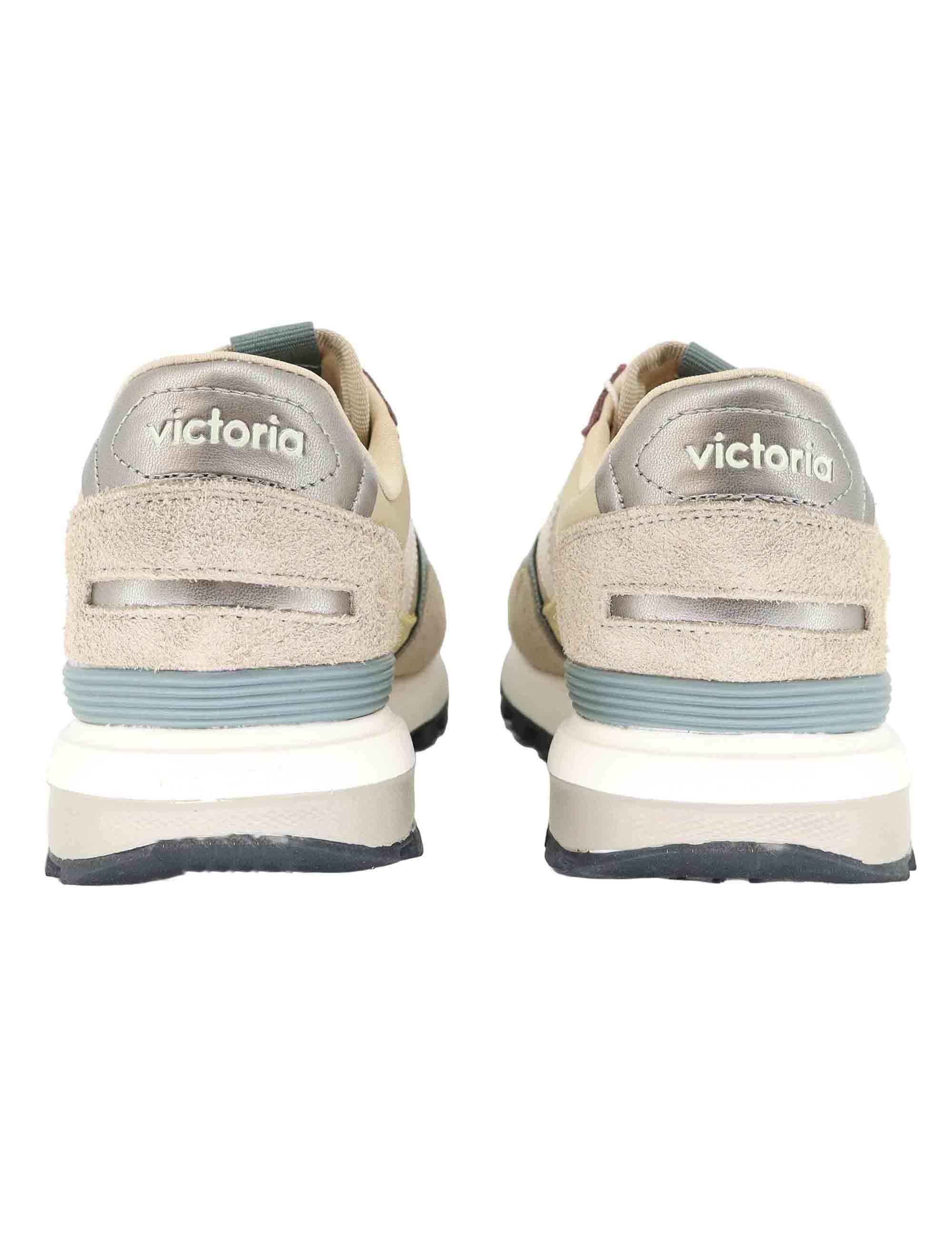 Sneakers donna in pelle e tessuto taupe 1156107 Beige Victoria 