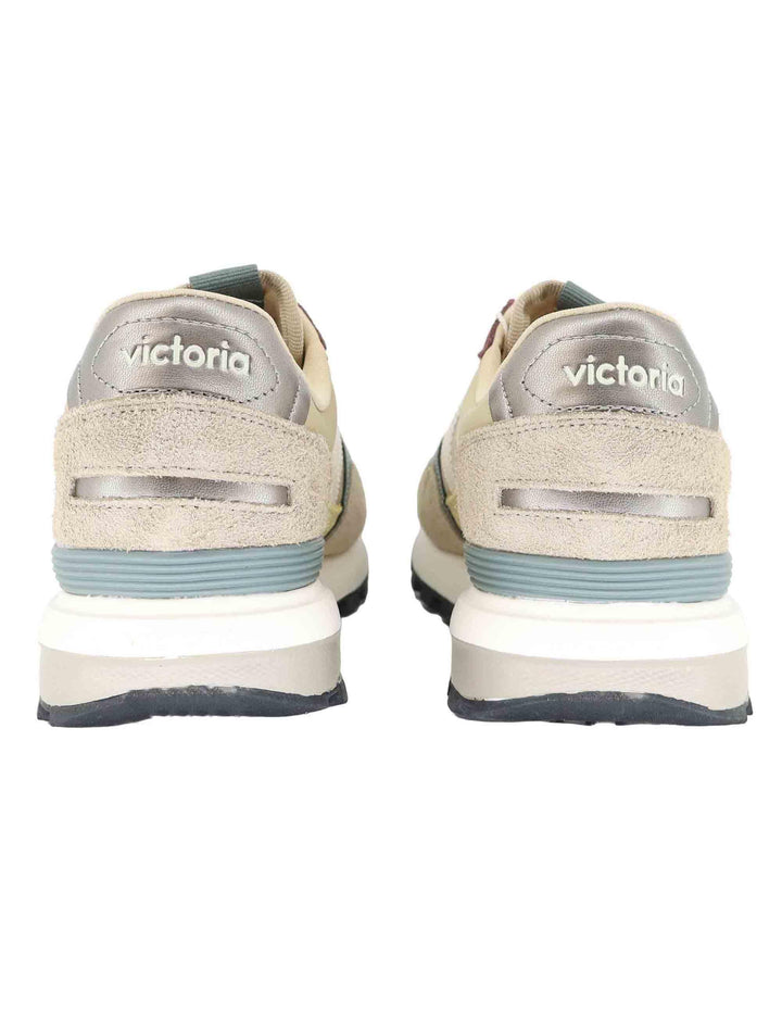 Sneakers donna in pelle e tessuto taupe 1156107 Beige Victoria 