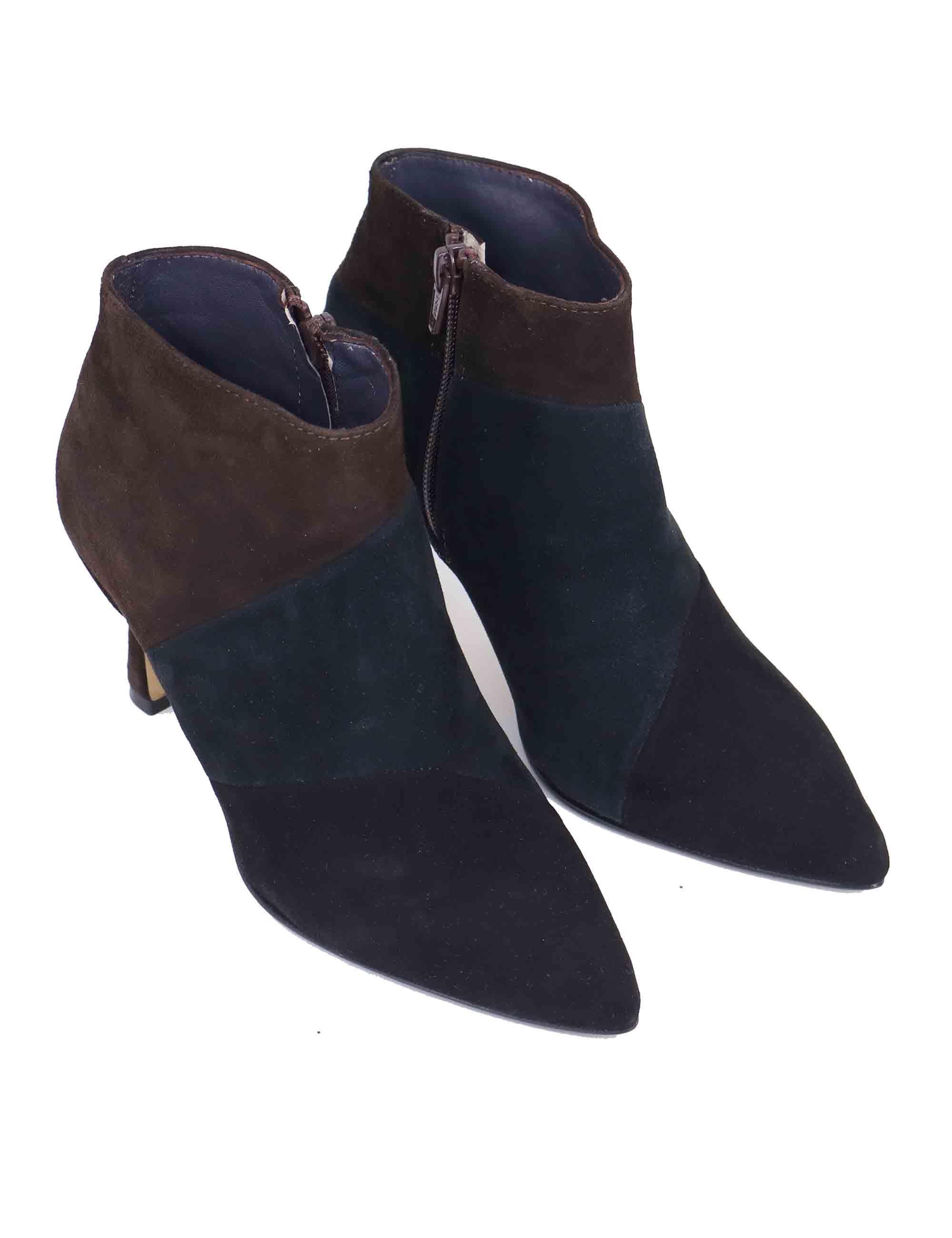 Stivaletti donna in camoscio nero con tacco alto TR1672/RT 001 L'Arianna 