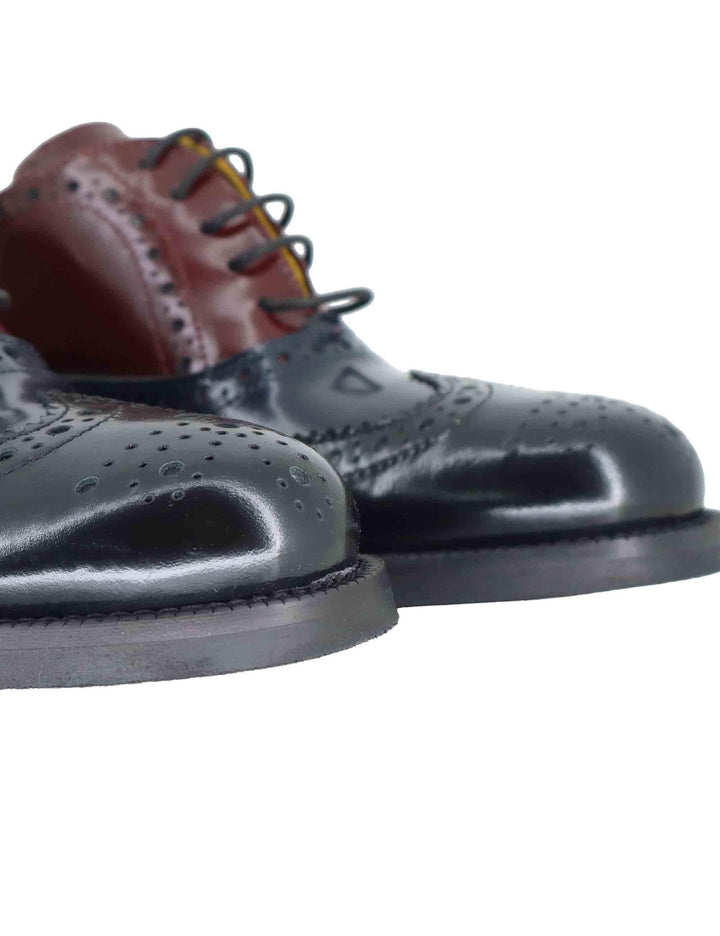 Stringate donna in pelle nera bi colore con impunture SP9601 001 Spatarella 