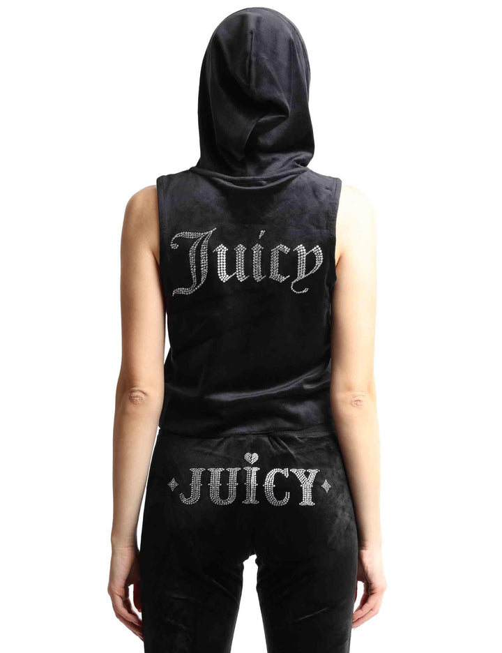 Felpe donna Gilly in tessuto nero a giro manica con cappuccio VEJH70328WPF J00 Juicy Couture 