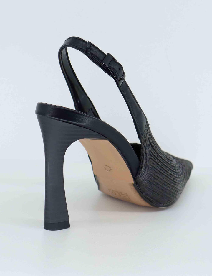 Slingback donna in rafia nera con tacco alto U47009005H23 908 Exe 