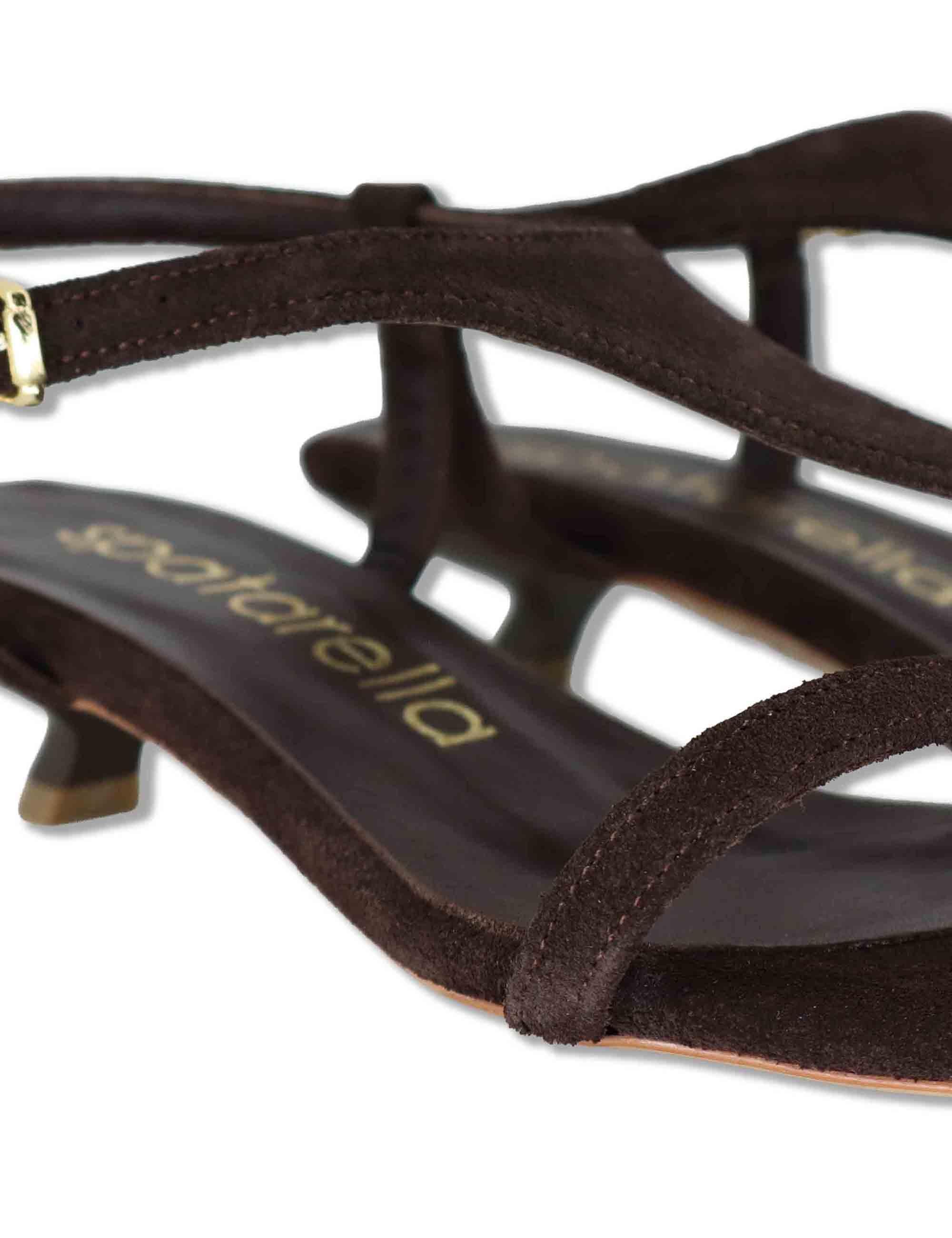 Sandali donna slingback in camoscio marrone con tacco basso SP261653 029 Spatarella 
