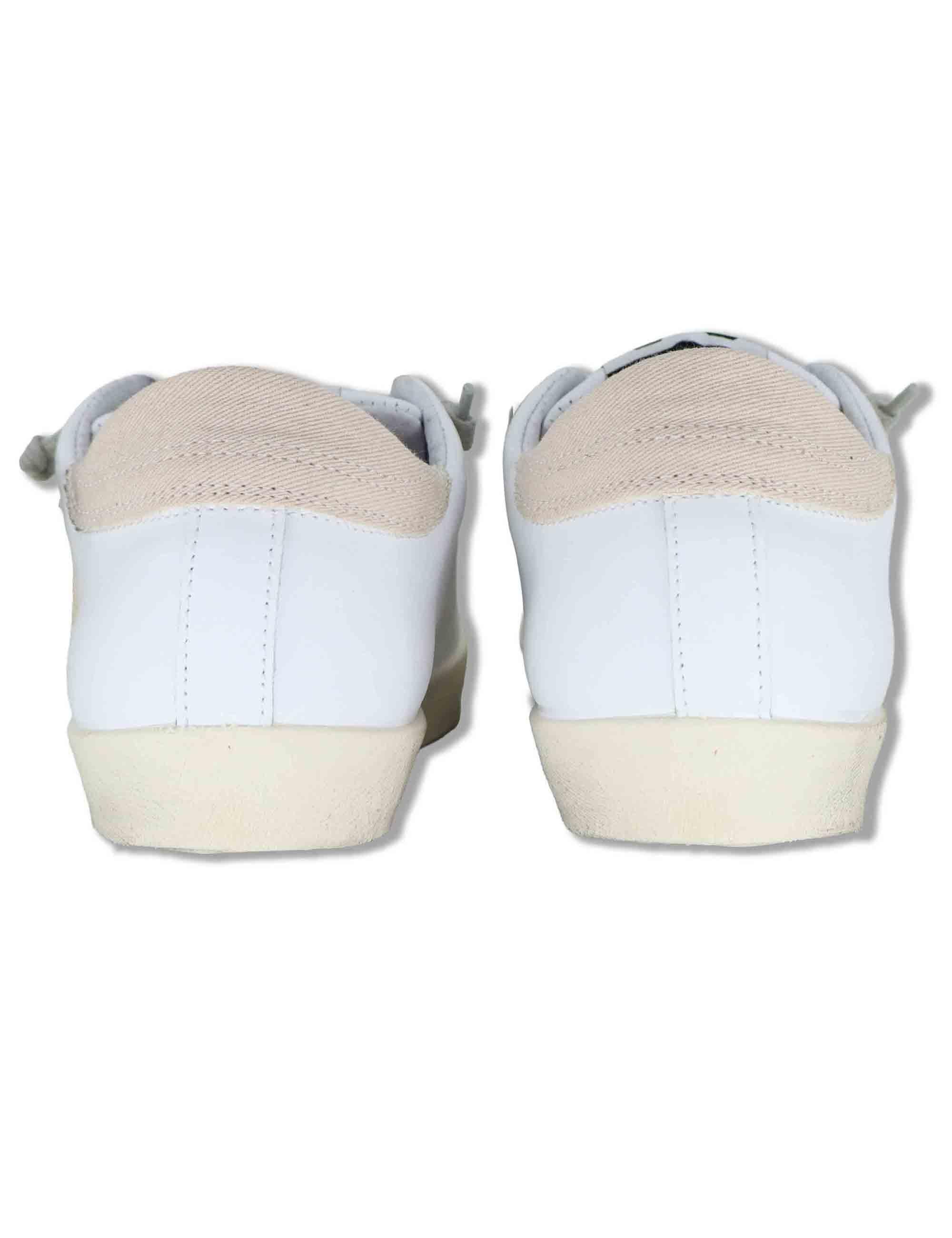 Sneakers donna Prime in pelle bianca e off white con stelle 2SD5092 126 2Star 