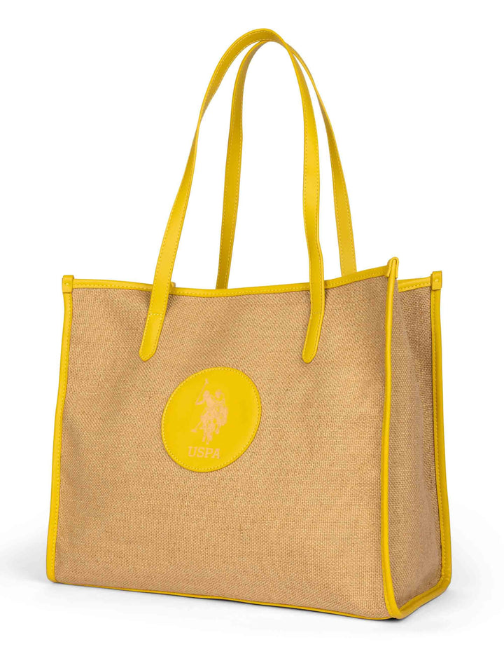 Borse donna Beach in rafia con riporti gialli BEUA76463WJ U713 U.S. Polo Assn. 