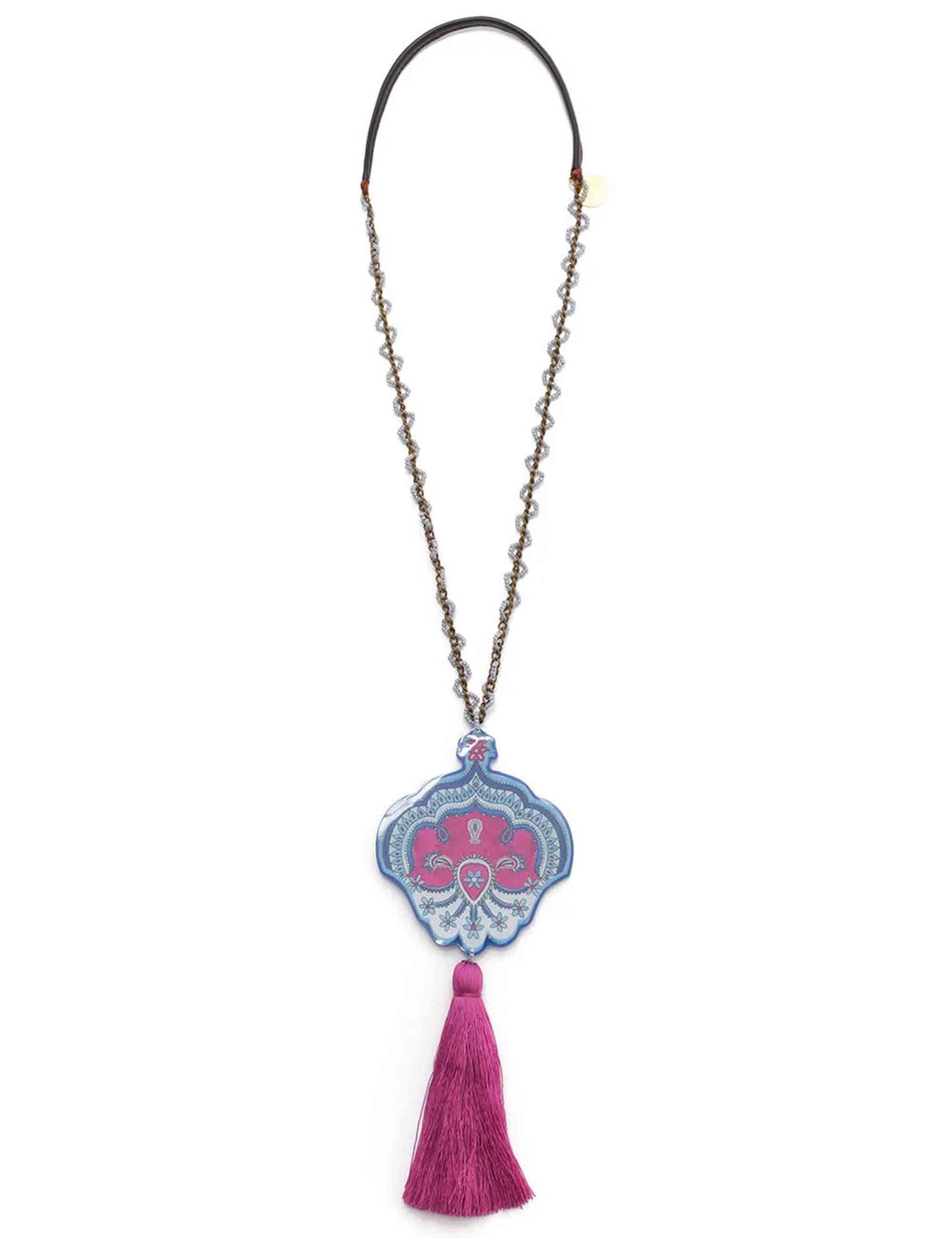 Collane donna Sunset Paesley con catena oro e nappine viola TC053590953 50B99 Maliparmi 