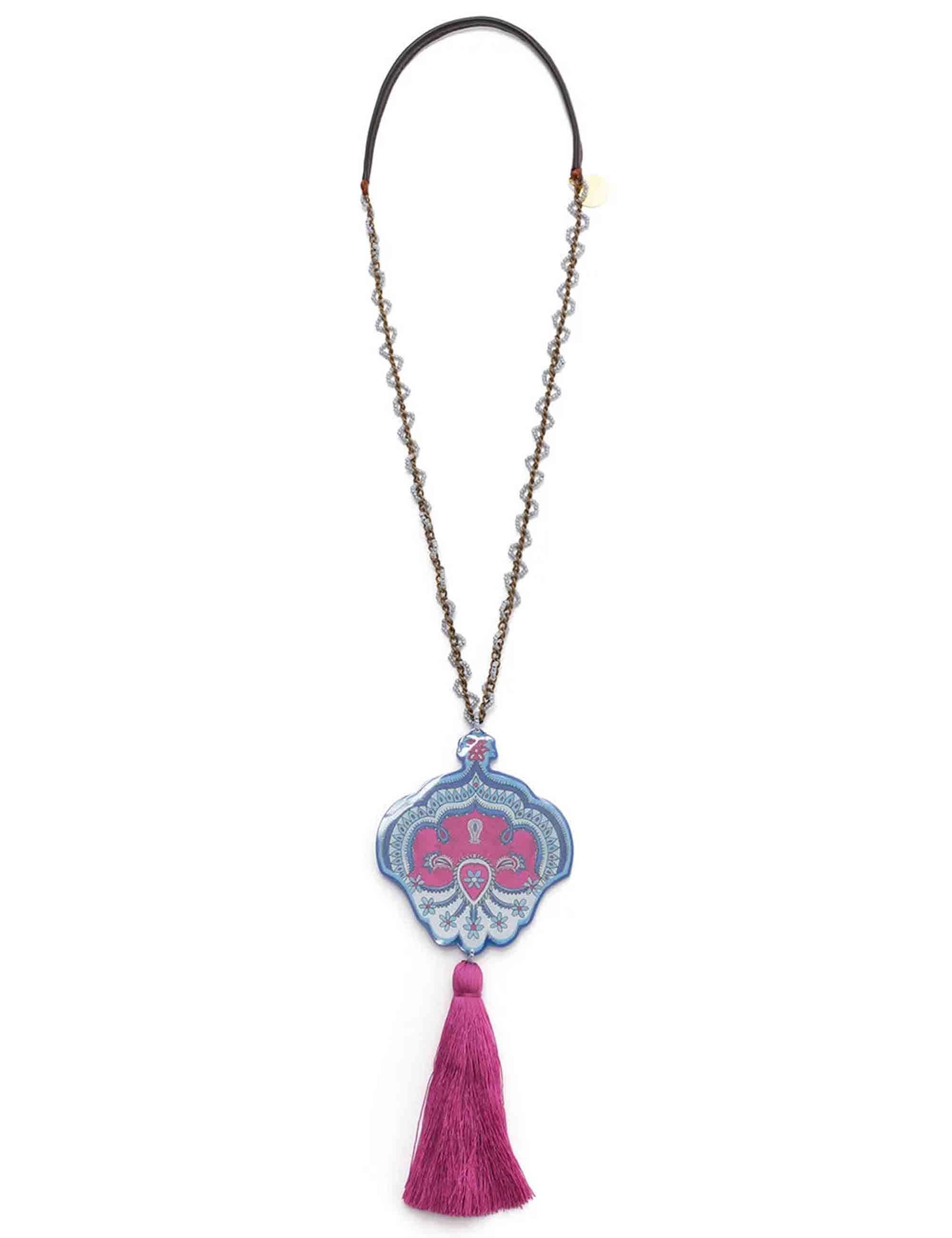 Collane donna Sunset Paesley con catena oro e nappine viola TC053590953 50B99 Maliparmi 