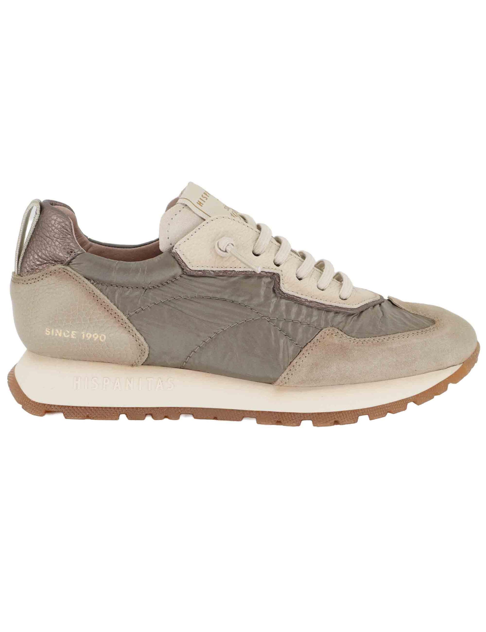 Sneakers donna in camoscio grigio e tessuto con suola running HI254209 C005 Hispanitas 