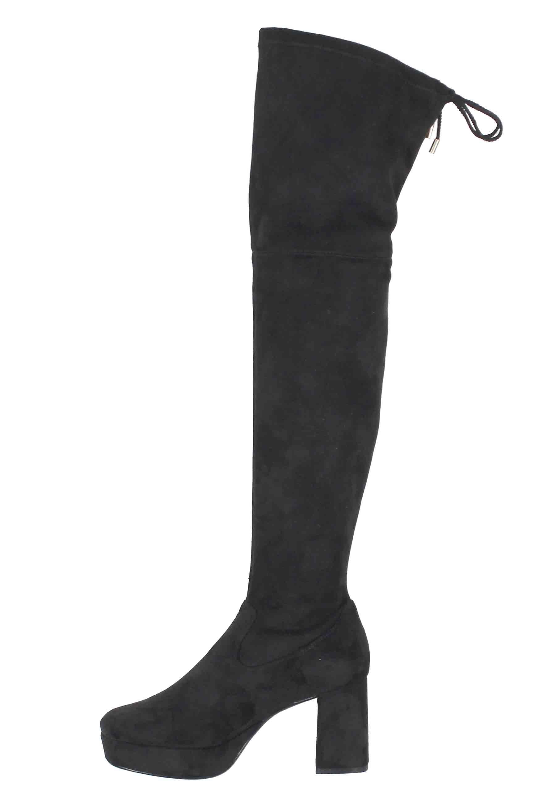 Stivali donna in camoscio nero con gambale alto MERKEL ST BLACK Unisa 