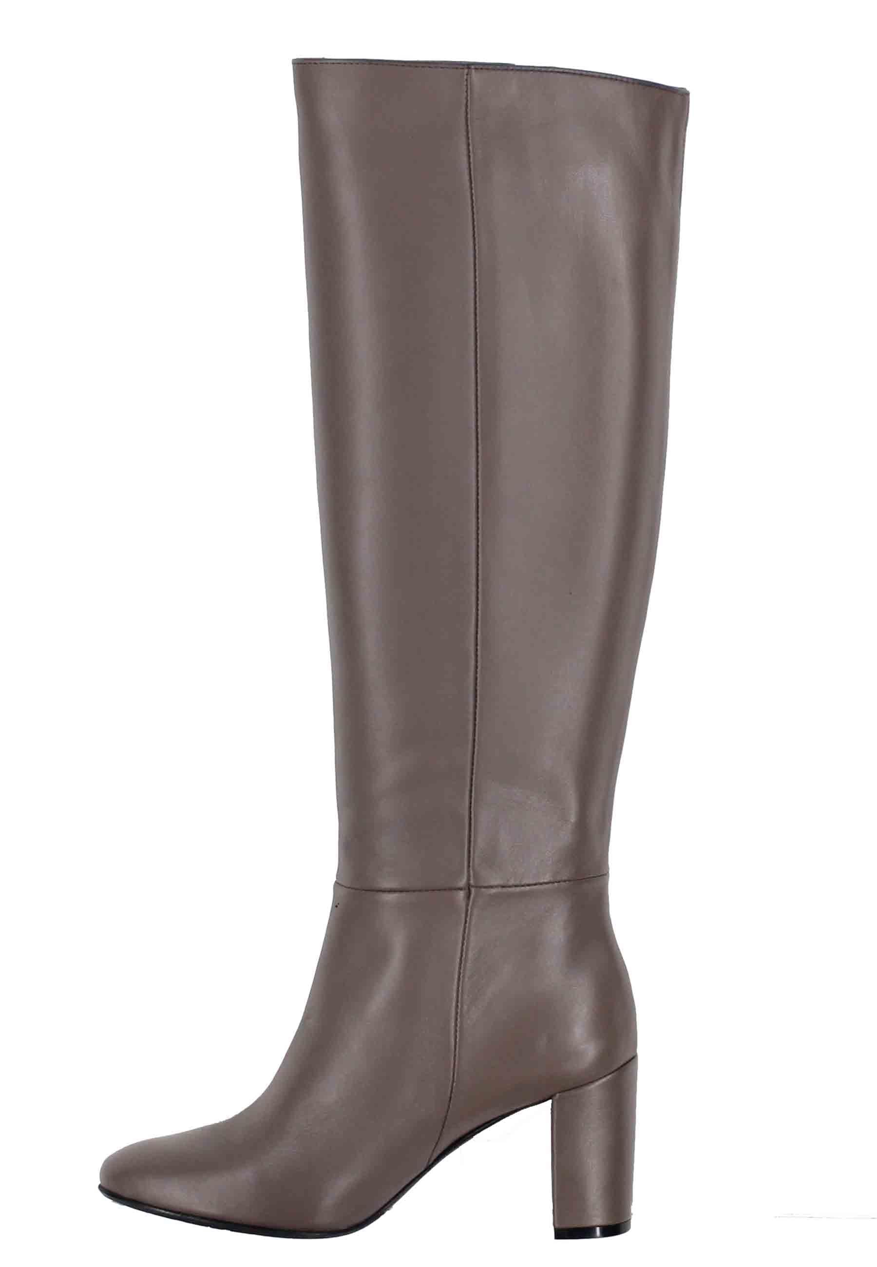 Stivali donna a tubo in pelle grigia con punta tonda ST1689 10 L'Arianna 