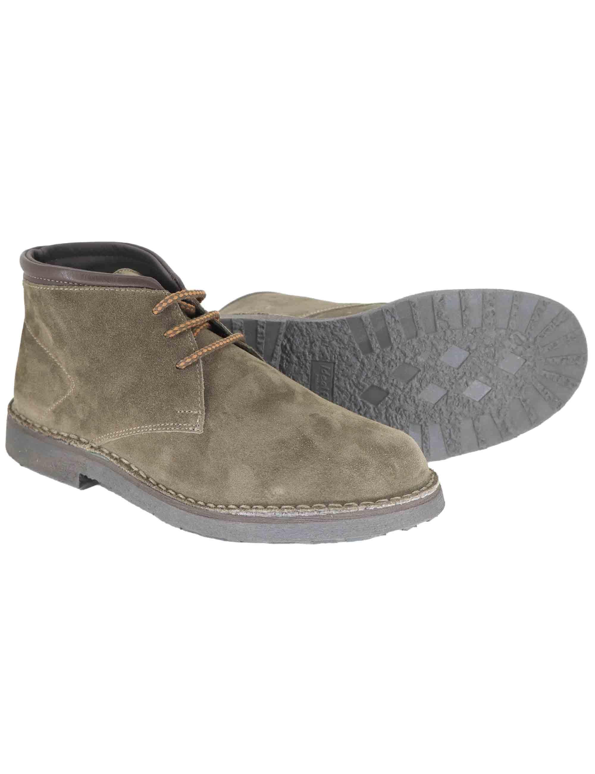 Stivaletti uomo in camoscio taupe con riporti in pelle e suola in gomma SPBA2001 029 Spatarella 