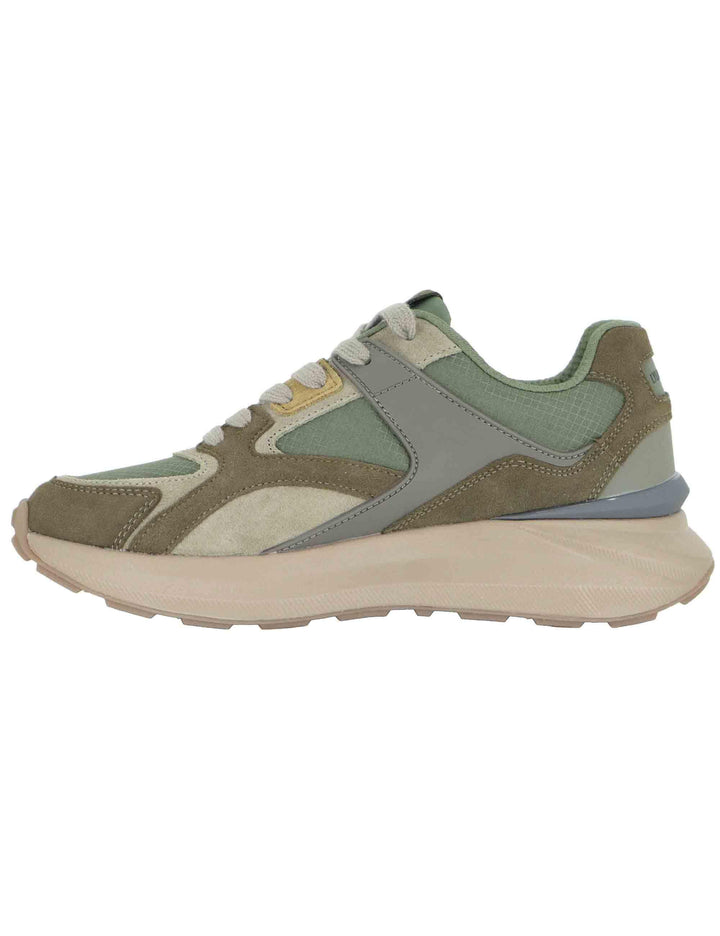 Sneakers uomo in pelle verde con riporti in contrasto e logo laterale GRADY005 364 Lyle & Scott 