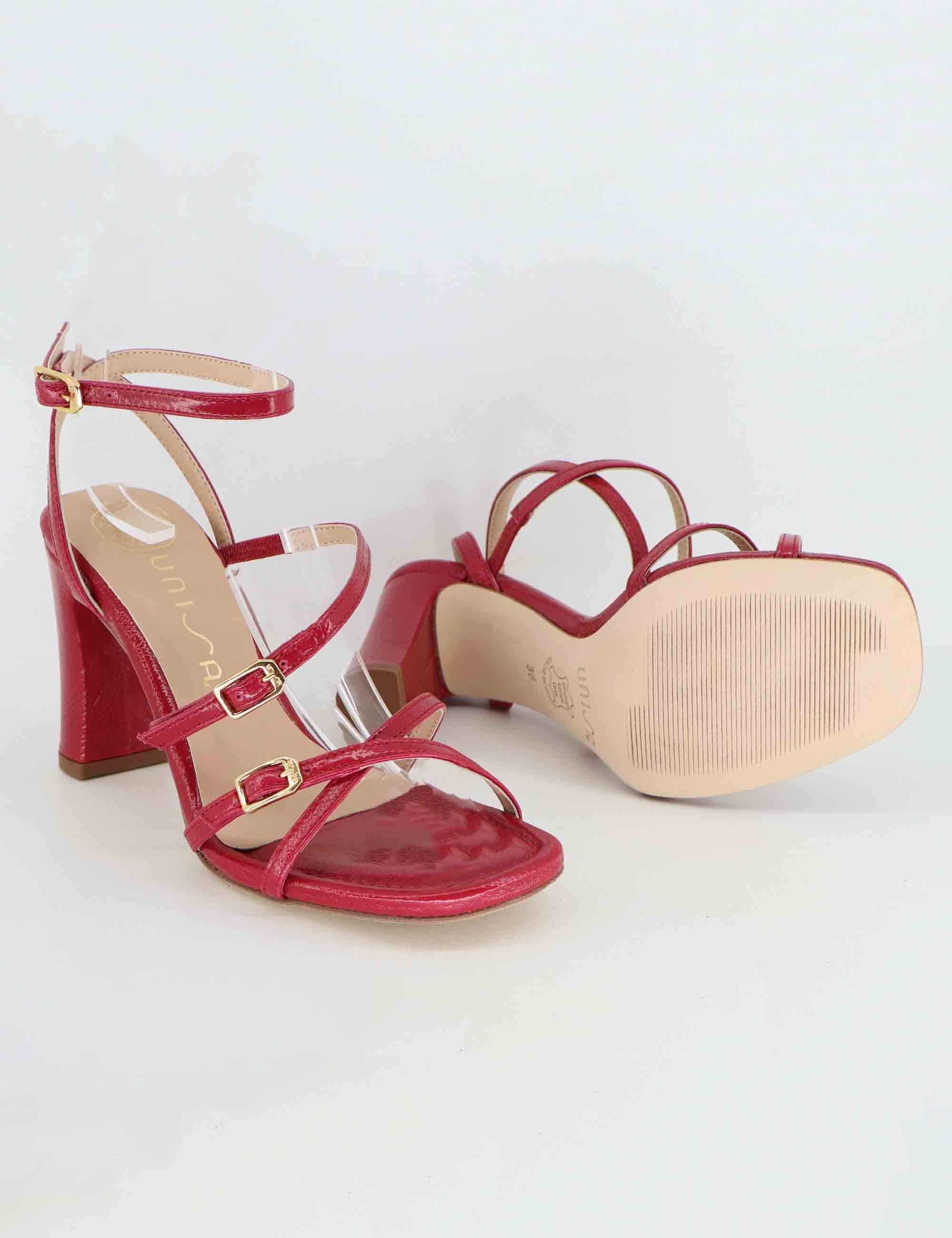 Sandali donna in pelle bordeaux tacco alto con cinturino alla caviglia SILVY GIA_CRANBERRY Unisa 